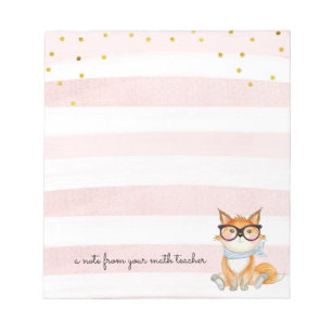 Cute Fox met Glasses Wiskunde Teacher Notepad Notitieblok