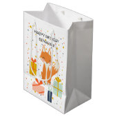 Cute Fox Modern Children's Party Gift Bag Medium Cadeauzakje (Voorkant Gekanteld)