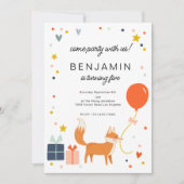 Cute Fox Modern Invitation d'anniversaire pour enf (Devant)