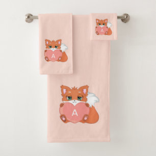Cute Fox & Monogramme sur Coral clair rose