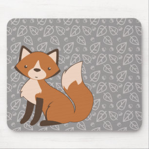 Cute Fox op Leaf en Acorn Pattern Muismat