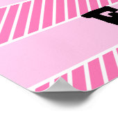 Cute Fox op roze & witte strepen Poster (Hoek)