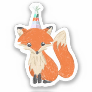 Cute Fox Party Pet Woodland Birthday Sticker