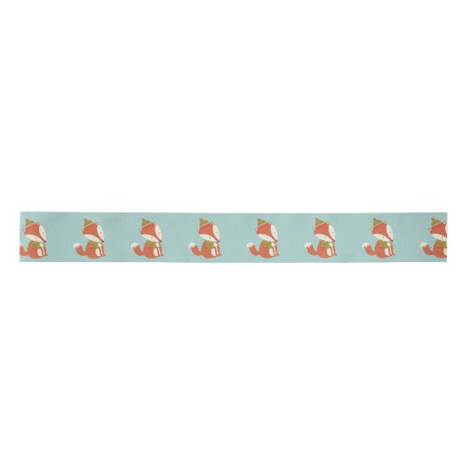 Cute Fox Pattern - Aqua Green Kerstmis Lint (Voorkant)