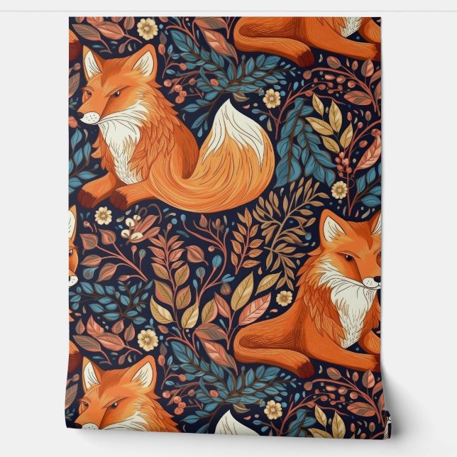 Cute Fox Pattern Behang (Afrollen)