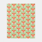 Cute Fox Pattern on Green Fleece Deken (Voorkant)