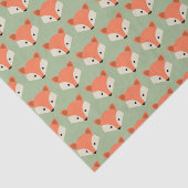 Cute Fox Pattern on Green Tissuepapier (Detail)