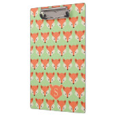 Cute Fox Pattern op Green Monogram Klembord (Links)
