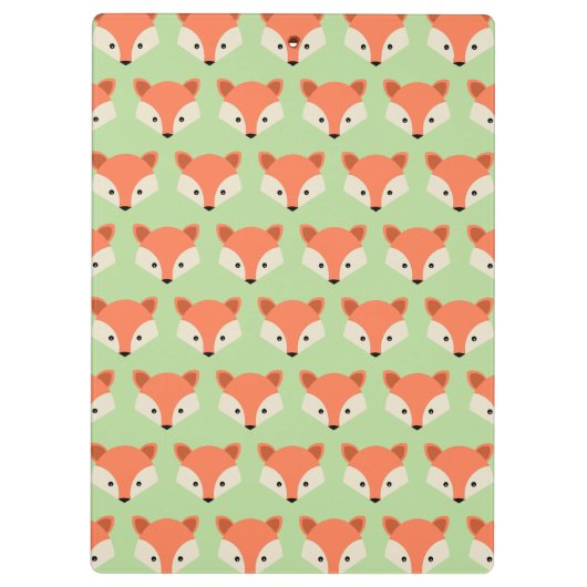 Cute Fox Pattern op Green Monogram Klembord (Achterkant)