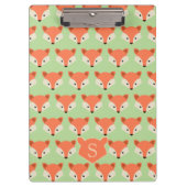 Cute Fox Pattern op Green Monogram Klembord (Voorkant)