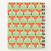 Cute Fox Pattern op Green Monogram Notitieboek (Achterkant)