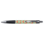 Cute Fox Pattern op Green Monogram Pen (Achterkant)
