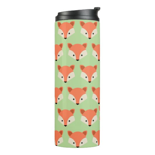 Cute Fox Pattern op Green Monogram Thermosbeker (Gedraaid links)