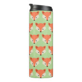 Cute Fox Pattern op Green Monogram Thermosbeker (Geroteerd rechts)