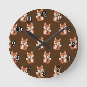 Cute Fox Pattern Ronde Klok