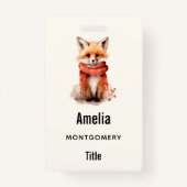 Cute Fox Pup in a Red Scarf Badge (Voorkant)