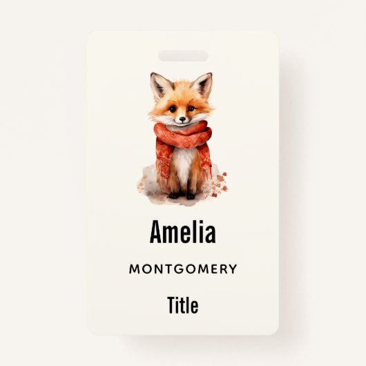 Cute Fox Pup in a Red Scarf Badge (Voorkant)