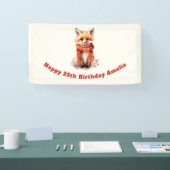 Cute Fox Pup in a Red Scarf Birthday Spandoek (Beurs)