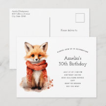 Cute Fox Pup in a Red Scarf Birthday