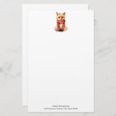 Cute Fox Pup in a Red Scarf Briefpapier (Voorkant / Achterkant)