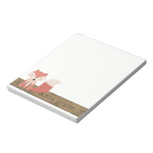 Cute Fox Rustic Wood Forest Creatalized Notitieblok