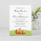 Cute Fox Rustic Woodland Baby shower invitation (Debout devant)