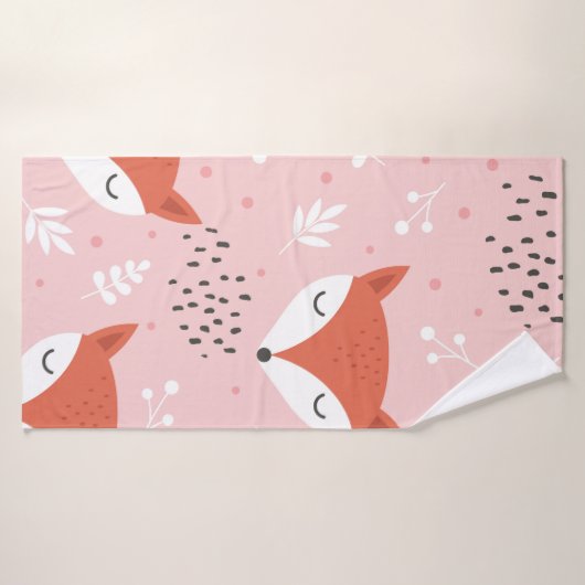Cute fox seamless pattern, wolf hand drawn forest  (Serviette de bain)