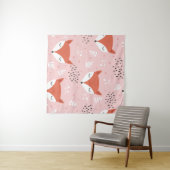 Cute fox seamless pattern, wolf hand drawn forest  wandkleed (In Situ (horizontaal))