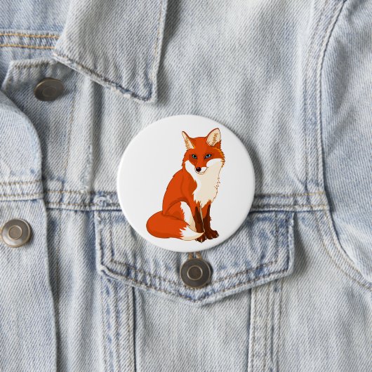 Cute Fox Sitting Button (In situ)