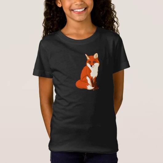 Cute Fox Sitting Girls T-Shirt (Voorkant)