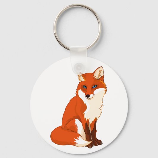 Cute Fox Sitting Sleutelhanger (Voorkant)
