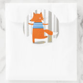 Cute Fox, Stickers Rond (Sac)