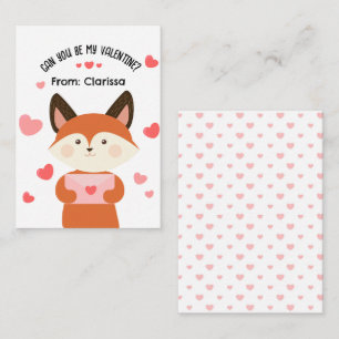 Cute Fox Valentijnsdag Kaart Kind met hart Notitiekaartje