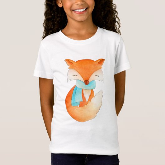 Cute fox waterverf whimsical art t shirt (Voorkant)