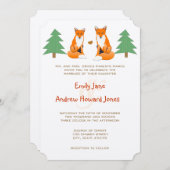 Cute Fox Wedding Invitation Kaart (Voorkant / Achterkant)