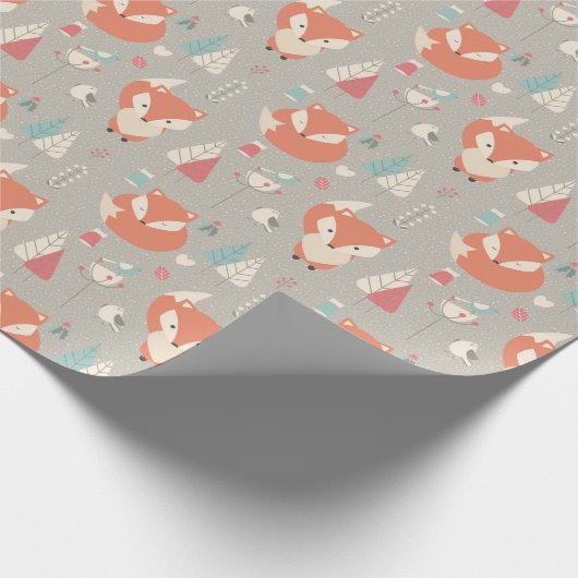 Cute Fox Winter Background Cadeaupapier (Hoek)