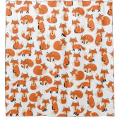 Cute Fox Woodland Autumn Forest Pattern Douchegordijn (Voorkant)