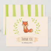 Cute Fox Woodland Baby shower Merci (Devant / Derrière)