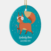 Cute Fox Woodland Kerstmis Snowy Winter Holiday Keramisch Ornament (Rechts)