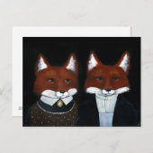 Cute Foxes Folk Art, Amerikaans gotisch briefkaart (Voorkant / Achterkant)