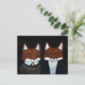 Cute Foxes Folk Art, carte postale gothique améric (Debout devant)