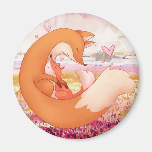 Cute Foxes Magnet Magneet (Voorkant)