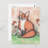 Cute Foxie & Flowers Briefkaart (Voorkant / Achterkant)