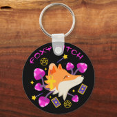 Cute Foxy Witch Magick Fox Witchcraft Sleutelhanger (Voorkant)