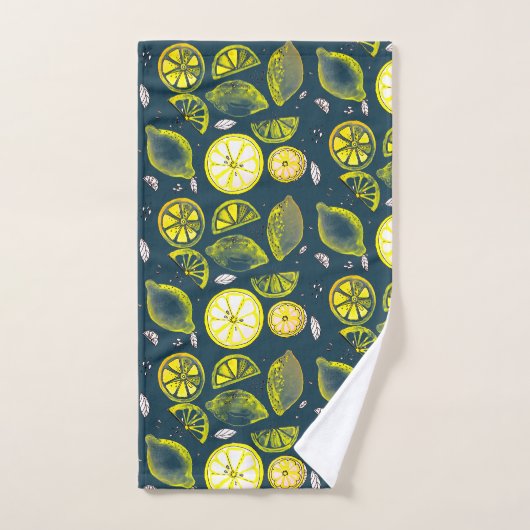 Cute Fraîche Citron Citrus Doodle Jaune Bleu (Serviette à main)