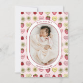 Cute Fraise Valentines Baby shower Merci (Dos)