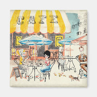 Cute France Café Scene Sketch