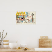Cute France Café Scene Sketch Poster (Keuken)