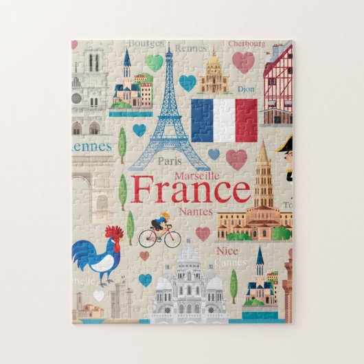Cute France Icons Legpuzzel (Verticaal)