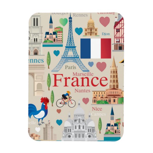 Cute France Icons Magneet (Verticaal)
